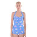 Seashell Clam Pattern Art Design Boyleg Halter Swimsuit  View1