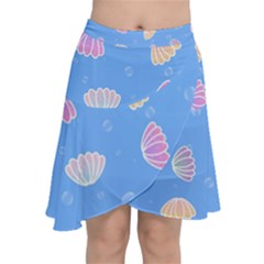 Seashell Clam Pattern Art Design Chiffon Wrap Front Skirt by Amaryn4rt