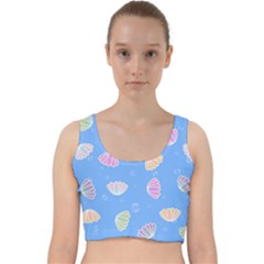 Seashell Clam Pattern Art Design Velvet Racer Back Crop Top by Amaryn4rt