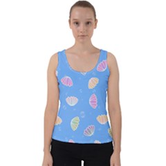 Seashell Clam Pattern Art Design Velvet Tank Top by Amaryn4rt