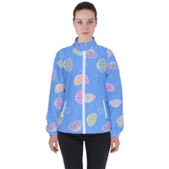 Seashell Clam Pattern Art Design Women s High Neck Windbreaker by Amaryn4rt