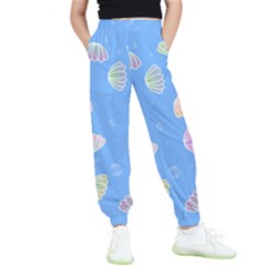 Seashell Clam Pattern Art Design Kids  Elastic Waist Pants by Amaryn4rt