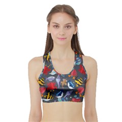 Sea Animals Pattern Wallpaper Fish Sports Bra With Border by Amaryn4rt