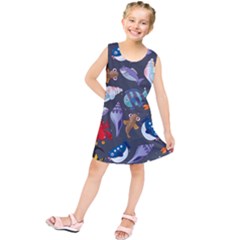 Sea Animals Pattern Wallpaper Fish Kids  Tunic Dress by Amaryn4rt