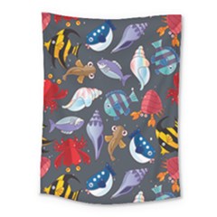 Sea Animals Pattern Wallpaper Fish Medium Tapestry by Amaryn4rt