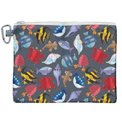 Sea Animals Pattern Wallpaper Fish Canvas Cosmetic Bag (xxl) by Amaryn4rt