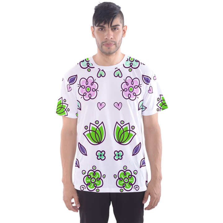 Floral Art Design Pattern Drawing Men s Sport Mesh Tee