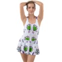 Floral Art Design Pattern Drawing Ruffle Top Dress Swimsuit View1