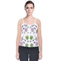 Floral Art Design Pattern Drawing Velvet Spaghetti Strap Top View1