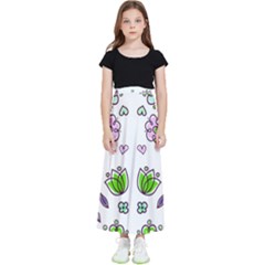 Floral Art Design Pattern Drawing Kids  Flared Maxi Skirt by Amaryn4rt