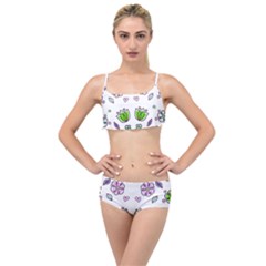 Floral Art Design Pattern Drawing Layered Top Bikini Set by Amaryn4rt