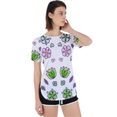 Floral Art Design Pattern Drawing Perpetual Short Sleeve T-shirt by Amaryn4rt