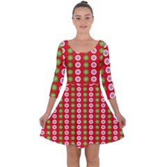 Festive Pattern Christmas Holiday Quarter Sleeve Skater Dress by Amaryn4rt