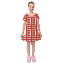 Festive Pattern Christmas Holiday Kids  Short Sleeve Velvet Dress by Amaryn4rt