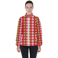 Festive Pattern Christmas Holiday Women s High Neck Windbreaker