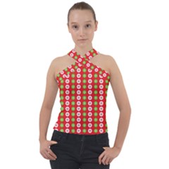 Festive Pattern Christmas Holiday Cross Neck Velour Top by Amaryn4rt