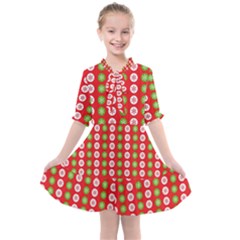 Festive Pattern Christmas Holiday Kids  All Frills Chiffon Dress by Amaryn4rt