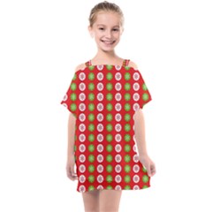 Festive Pattern Christmas Holiday Kids  One Piece Chiffon Dress by Amaryn4rt