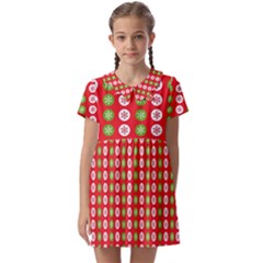 Festive Pattern Christmas Holiday Kids  Asymmetric Collar Dress by Amaryn4rt