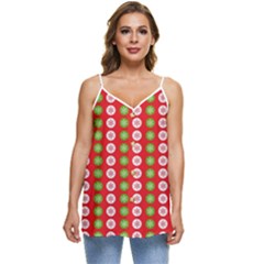 Festive Pattern Christmas Holiday Casual Spaghetti Strap Chiffon Top by Amaryn4rt