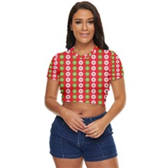 Festive Pattern Christmas Holiday Side Button Cropped Tee by Amaryn4rt