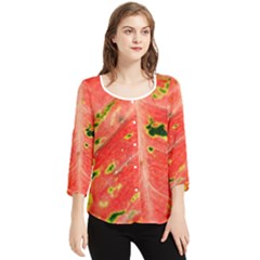 Aglonema Leaf Plant Pattern Flora Chiffon Quarter Sleeve Blouse by Amaryn4rt