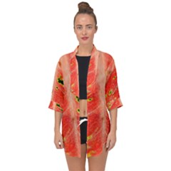 Aglonema Leaf Plant Pattern Flora Open Front Chiffon Kimono by Amaryn4rt