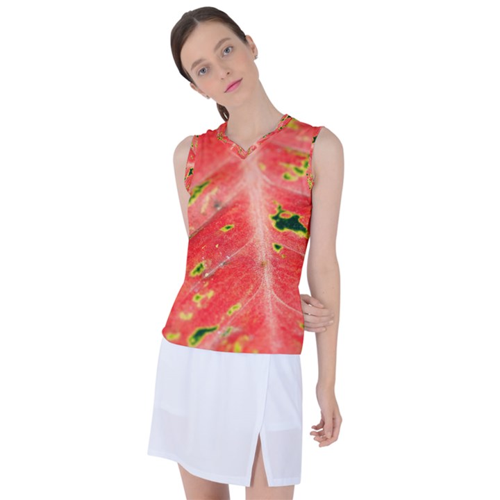 Aglonema Leaf Plant Pattern Flora Women s Sleeveless Sports Top