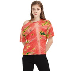 Aglonema Leaf Plant Pattern Flora One Shoulder Cut Out Tee by Amaryn4rt