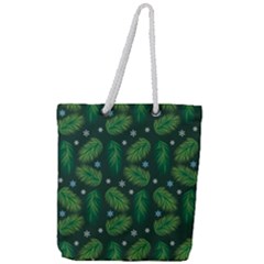 Leaves Snowflake Pattern Holiday Full Print Rope Handle Tote (large) by Amaryn4rt