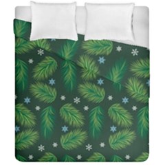 Leaves Snowflake Pattern Holiday Duvet Cover Double Side (california King Size) by Amaryn4rt