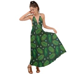 Leaves Snowflake Pattern Holiday Backless Maxi Beach Dress by Amaryn4rt