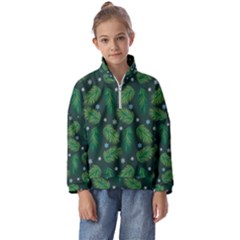 Leaves Snowflake Pattern Holiday Kids  Half Zip Hoodie