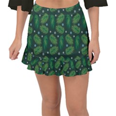 Leaves Snowflake Pattern Holiday Fishtail Mini Chiffon Skirt by Amaryn4rt