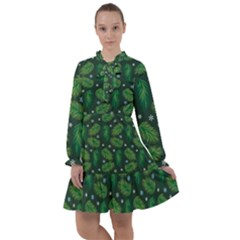 Leaves Snowflake Pattern Holiday All Frills Chiffon Dress by Amaryn4rt