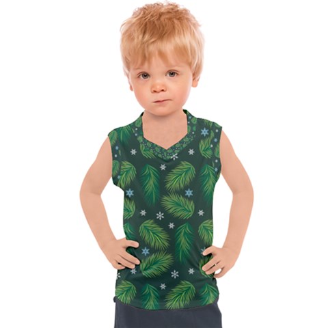 Leaves Snowflake Pattern Holiday Kids  Sport Tank Top by Amaryn4rt