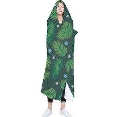 Leaves Snowflake Pattern Holiday Wearable Blanket by Amaryn4rt