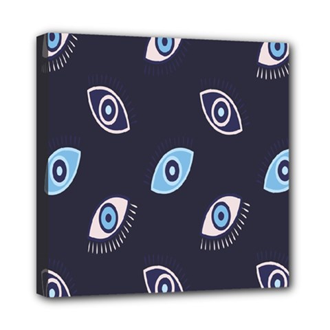 Eyes Evil Eye Blue Pattern Mini Canvas 8  X 8  (stretched) by artworkshop