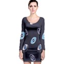 Eyes Evil Eye Blue Pattern Long Sleeve Bodycon Dress View1