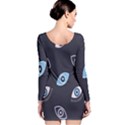 Eyes Evil Eye Blue Pattern Long Sleeve Bodycon Dress View2