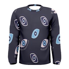 Eyes Evil Eye Blue Pattern Men s Long Sleeve Tee by artworkshop