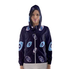 Eyes Evil Eye Blue Pattern Women s Hooded Windbreaker by artworkshop