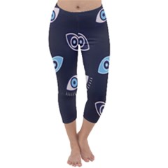 Eyes Evil Eye Blue Pattern Capri Winter Leggings  by artworkshop