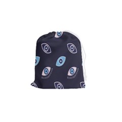 Eyes Evil Eye Blue Pattern Drawstring Pouch (small) by artworkshop