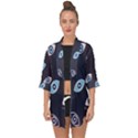 Eyes Evil Eye Blue Pattern Open Front Chiffon Kimono View1