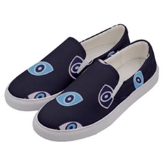 Eyes Evil Eye Blue Pattern Men s Canvas Slip Ons