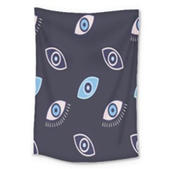 Eyes Evil Eye Blue Pattern Large Tapestry by artworkshop