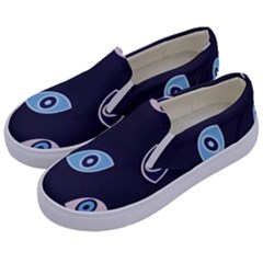 Eyes Evil Eye Blue Pattern Kids  Canvas Slip Ons by artworkshop