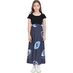 Eyes Evil Eye Blue Pattern Kids  Flared Maxi Skirt