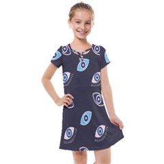 Eyes Evil Eye Blue Pattern Kids  Cross Web Dress